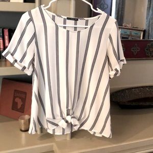 Front tie blue striped top